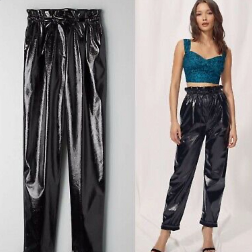 Aritzia Wilfred Jive Pant High Rise Faux Leather in Black Size XXS